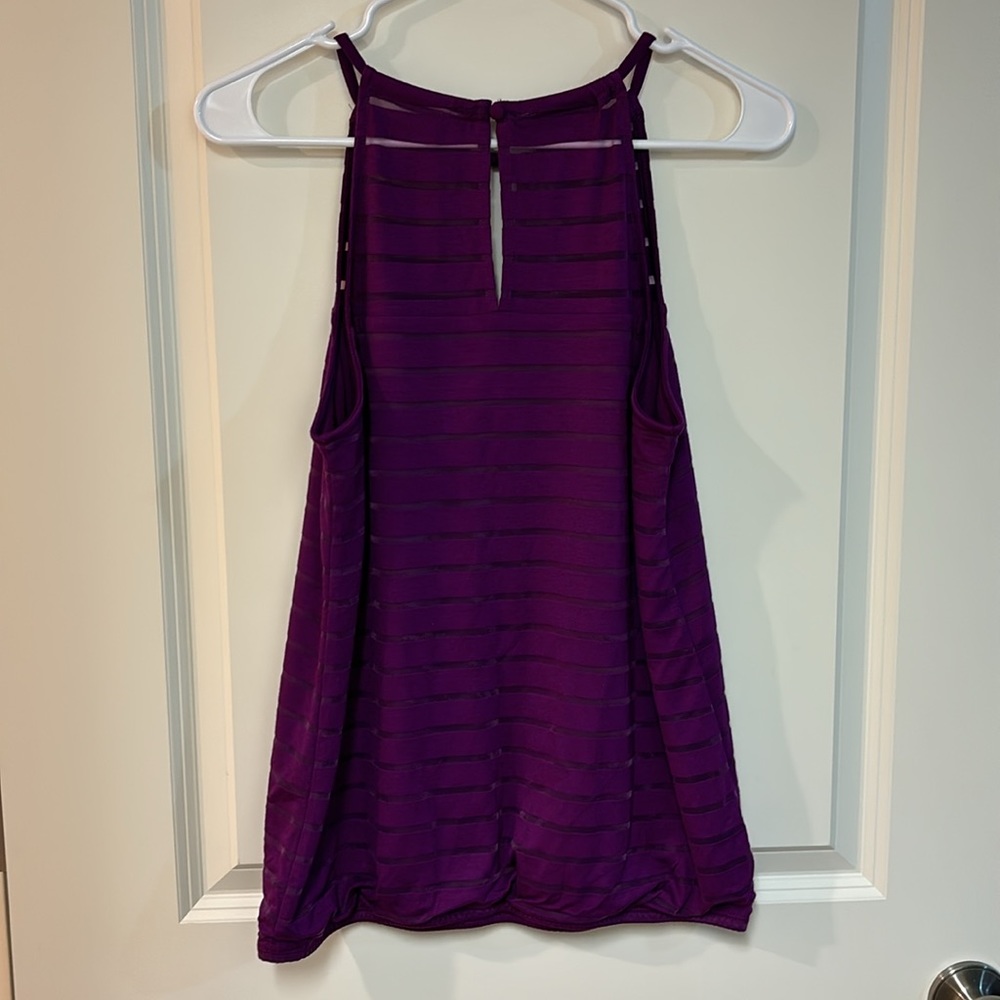 INC Top Women's Medium Purple Keyhole Halter Semi Sheer Sleeveless Festival Boho - Picture 4 of 5